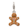 Sterling Silver 3-D Enameled Gingerbread Cookie w/Lobster Clasp Charm