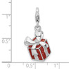 Sterling Silver Red Enameled Present w/Lobster Clasp Charm