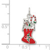 Sterling Silver Polished Enamel Christmas Stocking Charm QC8615