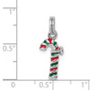 Sterling Silver Rhodium-plated Enamel Candy Cane Charm QC6073