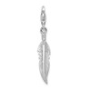 Sterling Silver 3-D Polished Feather w/Lobster Clasp Charm