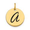 14k Yellow Gold Polished Letter A Black Epoxy Initial Disk Charm