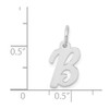 14K White Gold Small Script Initial B Charm