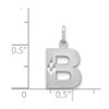 14K White Gold Satin Solid Diamond-cut Initial B Charm