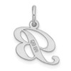 Sterling Silver Rhodium-plated Small Fancy Script Initial B Charm