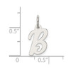 Sterling Silver Rhodium-plated Small Script Initial B Charm