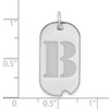 14k White Gold Polished Letter B Initial Dog Tag Charm