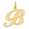 14k Yellow Gold Medium Fancy Script Initial B Charm