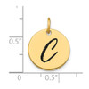 14k Yellow Gold Polished Letter C Black Epoxy Initial Disk Charm