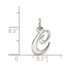 Sterling Silver Rhodium-plated Small Fancy Script Initial C Charm