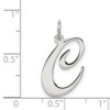 Sterling Silver Rhodium-plated Large Fancy Script Initial C Charm