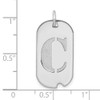 14k White Gold Polished Letter C Initial Dog Tag Charm