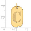 14k Yellow Gold Polished Letter C Initial Dog Tag Charm