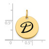 14k Yellow Gold Polished Letter D Black Epoxy Initial Disk Charm