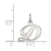 Sterling Silver Rhodium-plated Small Fancy Script Initial D Charm