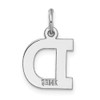 14K White Gold Small Block Initial D Charm