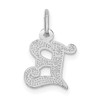 14K White Gold Diamond-cut Initial E Charm