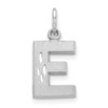 14K White Gold Solid Satin Diamond-cut Initial E Charm