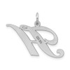 Sterling Silver Rhodium-plated Large Fancy Script Initial H Charm