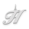 Sterling Silver Rhodium-plated Medium Fancy Script Initial H Charm