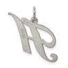 Sterling Silver Rhodium-plated Medium Fancy Script Initial H Charm