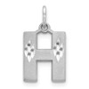 14K White Gold Solid Satin Diamond-cut Initial H Charm