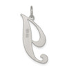 Sterling Silver Rhodium-plated Large Fancy Script Initial I Charm