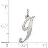 Sterling Silver Rhodium-plated Medium Fancy Script Initial J Charm