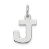 Sterling Silver Rhodium-plated Small Block Initial J Charm