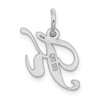 Sterling Silver Rhodium-plated Small Fancy Script Initial K Charm