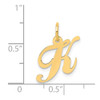 14k Yellow Gold Small Fancy Script Initial K Charm