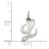 Sterling Silver Rhodium-plated Small Fancy Script Initial L Charm