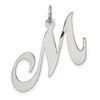 Sterling Silver Rhodium-plated Large Fancy Script Initial M Charm