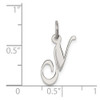Sterling Silver Rhodium-plated Small Fancy Script Initial N Charm
