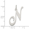 Sterling Silver Rhodium-plated Large Fancy Script Initial N Charm