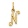 14k Yellow Gold Casted Initial N Charm