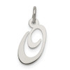 Sterling Silver Rhodium-plated Small Fancy Script Initial O Charm