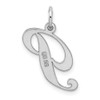 Sterling Silver Rhodium-plated Medium Fancy Script Initial P Charm