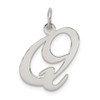 Sterling Silver Rhodium-plated Large Fancy Script Initial Q Charm