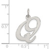 Sterling Silver Rhodium-plated Large Fancy Script Initial Q Charm