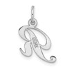 14K White Gold Small Fancy Script Initial R Charm