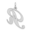 Sterling Silver Rhodium-plated Large Fancy Script Initial R Charm