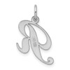 Sterling Silver Rhodium-plated Medium Fancy Script Initial R Charm