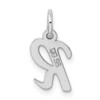 Sterling Silver Rhodium-plated Small Script Initial R Charm