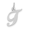 14K White Gold Small Fancy Script Initial T Charm