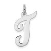 14K White Gold Large Script Initial T Charm