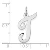 14K White Gold Large Script Initial T Charm