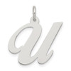 Sterling Silver Rhodium-plated Large Fancy Script Initial U Charm