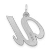 Sterling Silver Rhodium-plated Large Fancy Script Initial U Charm