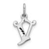 14K White Gold Diamond-cut Initial V Charm